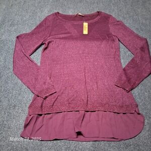 NWT Belldini Layered Sweater Women Size Medium Plum Wine Boat Neck